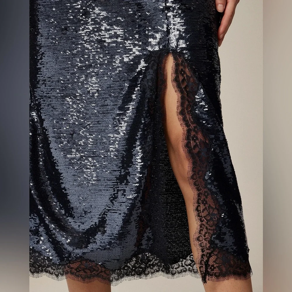 J.Crew Gwyneth lace-trim slip skirt with sequins CF747